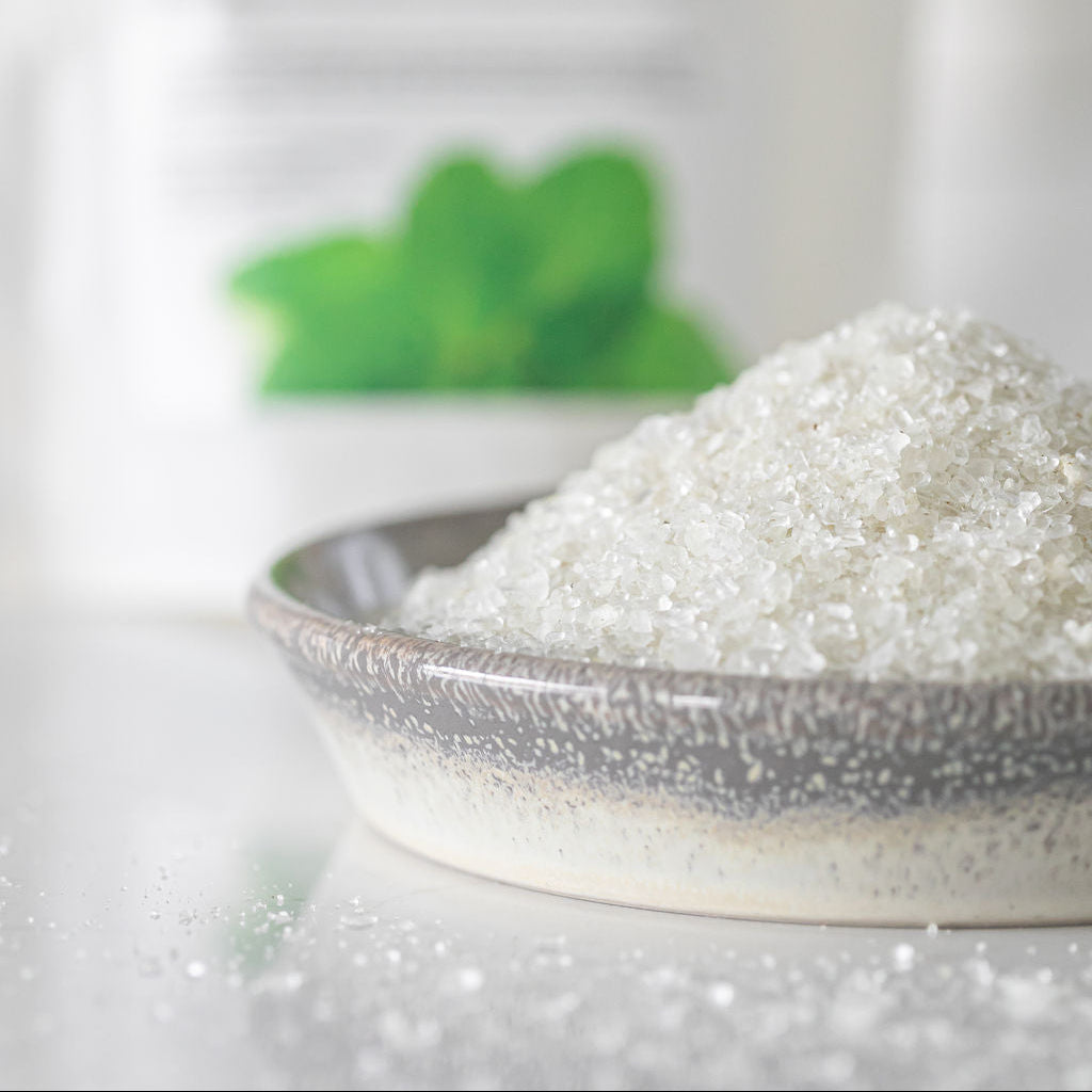 Close up of Saltspring Soapworks Peppermint Tea Tree Salts