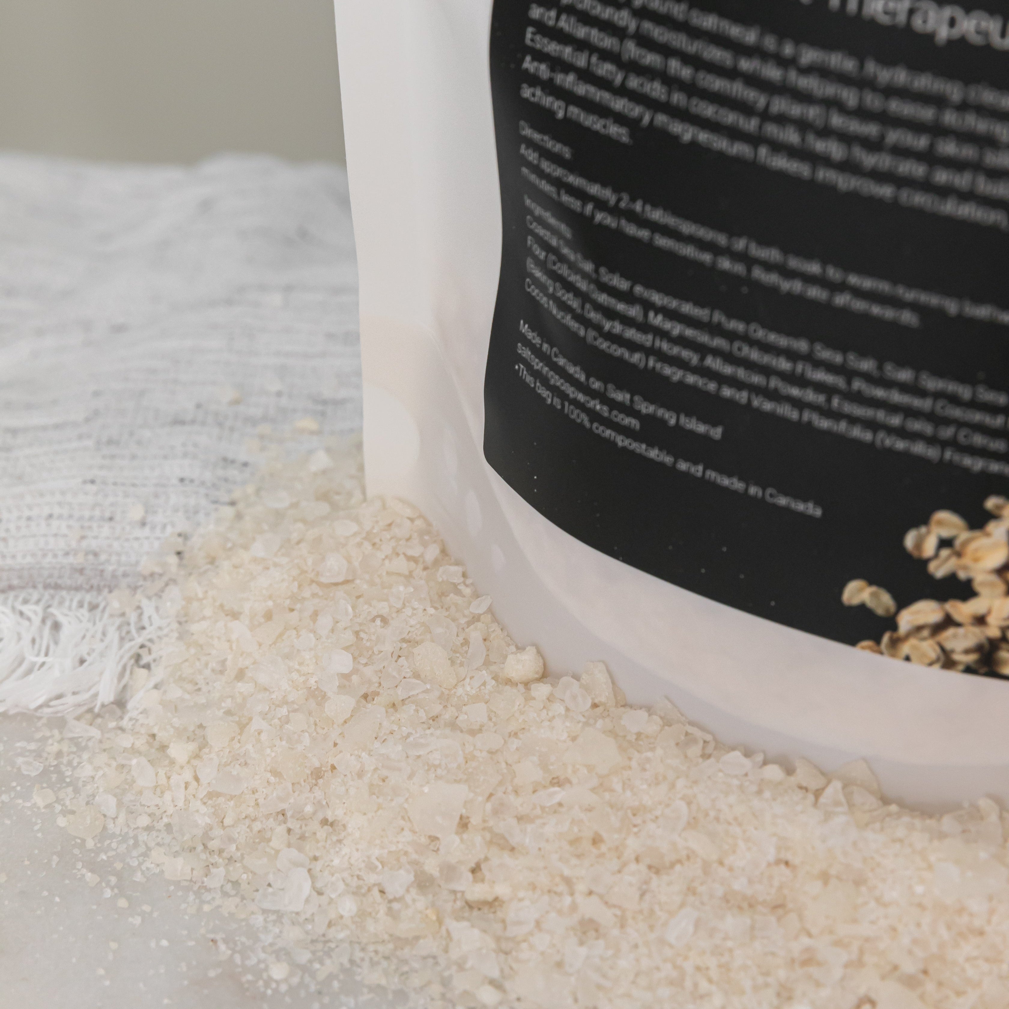 Close up of Saltspring Soapworks Oatmeal Coconut Therapeutic Soak