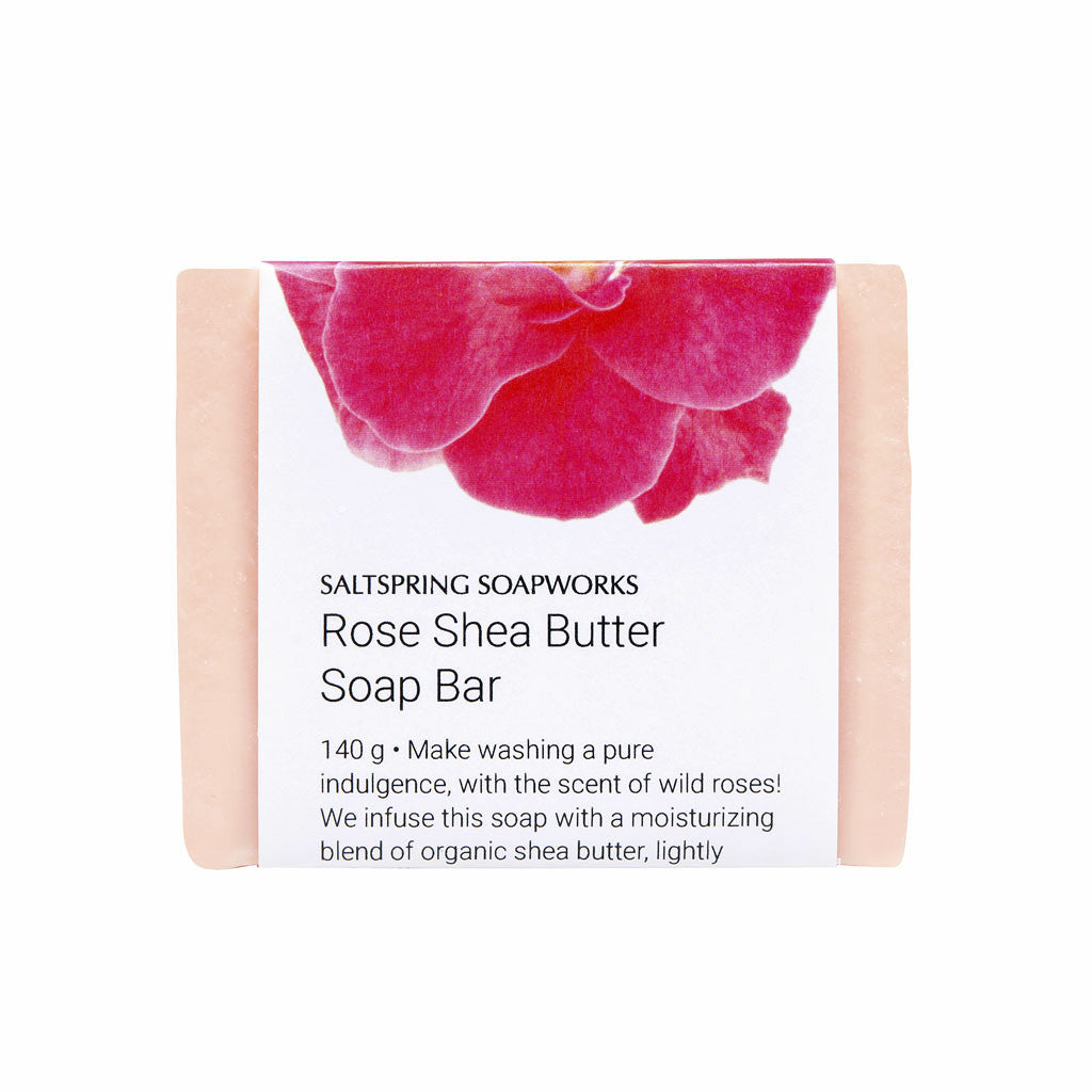 Rose Shea Butter Soap Bar. This bar’s excellent emollient and hydrating properties help moisturize, revitalize, and fight dryness