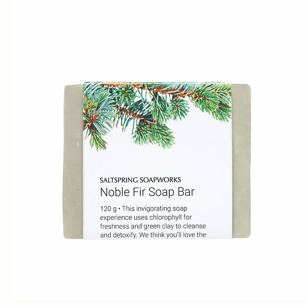 Noble Fir Soap Bar - This invigorating soap experience uses chlorophyll for freshness and green clay to cleanse and detoxify. We think you’ll love the brisk scent of a coastal fir forest and pure essential oil of fir.