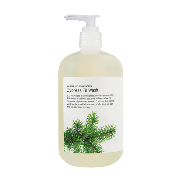 This Cypress Fir wash is the next best thing to forest bathing. Fir essential oil promotes a sense of calm and deep relaxation while cedarwood helps reduce harmful stress and eases the tension from your day.