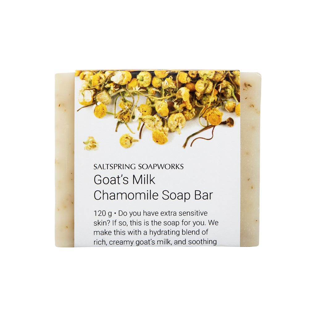 We make this Goat's Milk Chamomile Soap Bar with a hydrating blend of rich, creamy goat’s milk, and soothing chamomile. In turn, you get a long lasting soap bar that’s notably easy on your skin.