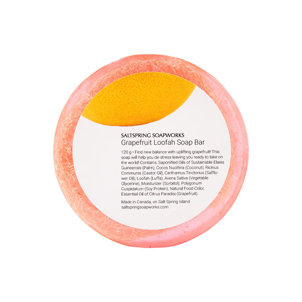 Grapefruit Loofah Soap Bar . Find new balance with uplifting grapefruit! This soap will help you de-stress leaving you ready to take on the world!
