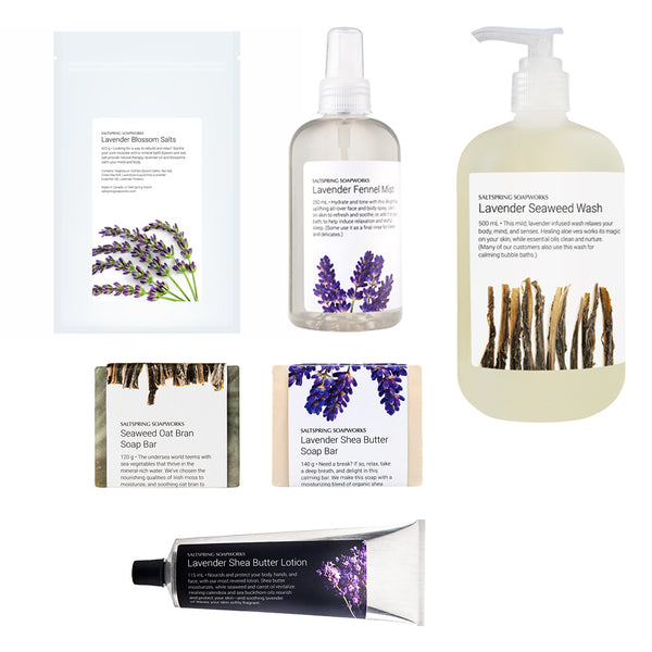 We pack this gift set with some of our personal favorites. These products are made possible with ingredients like (relaxing) lavender (refreshing) fennel, and (soothing) shea butter. Together, they are sure to put your gift’s recipient at ease.